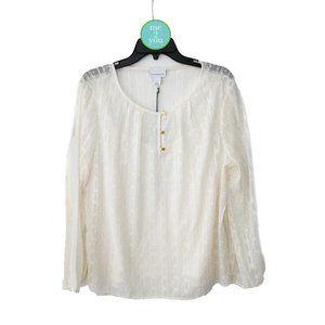 LIZ CLAIBORNE Ivory Women's Pullover Blouse - Size L - NWT